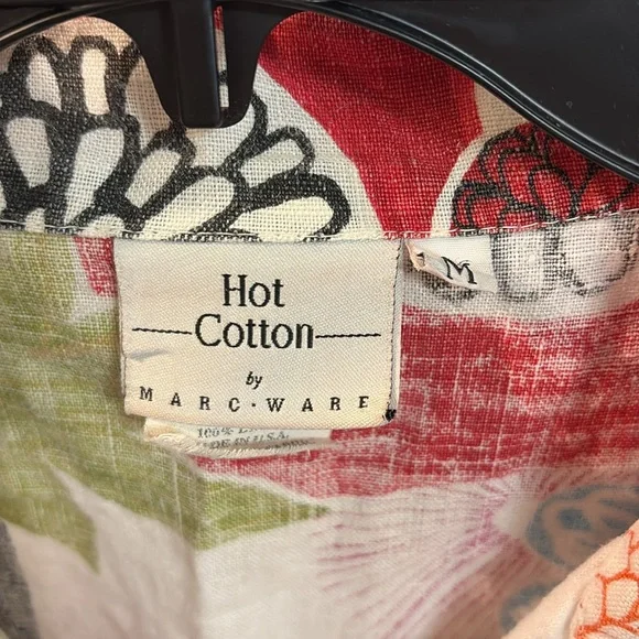 HOT COTTON by MARC WARE Women’s Vintage Floral Linen Button Up Blouse - Picture 2 of 6